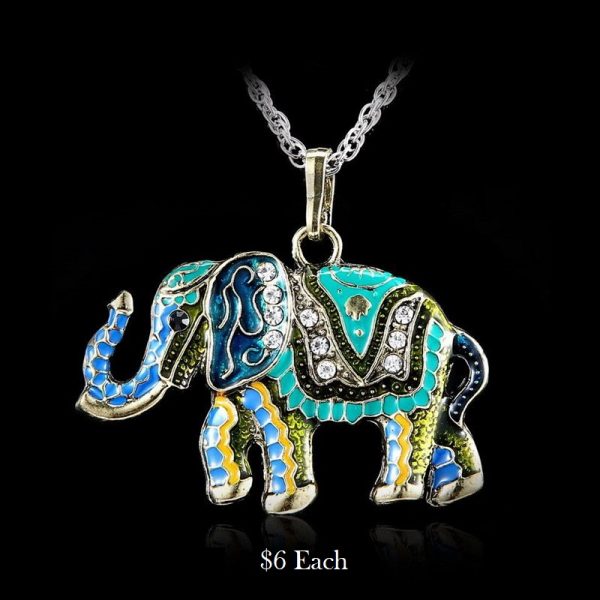 LJCN17 Green Elephant Necklace